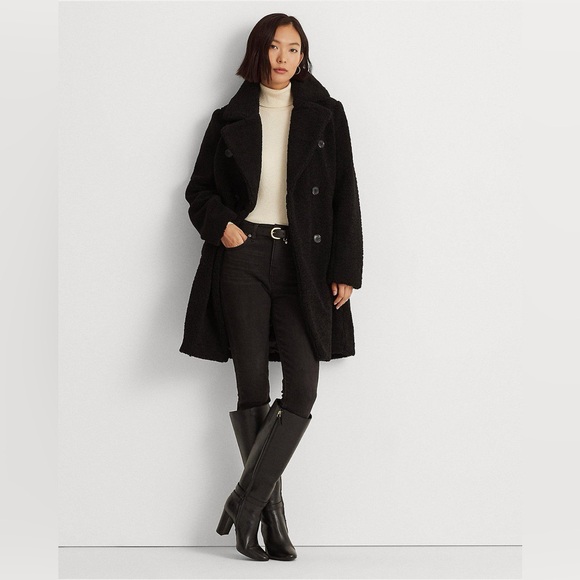 Lauren Ralph Lauren Jackets & Blazers - Lauren Ralph Lauren Double-Breasted Teddy Coat Black Size XL Quiet Luxury